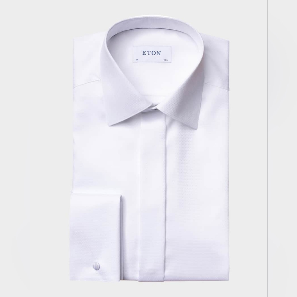 Eton Men's Contemporary Fit Diamond-Weave Dress Shirt Size 15/38